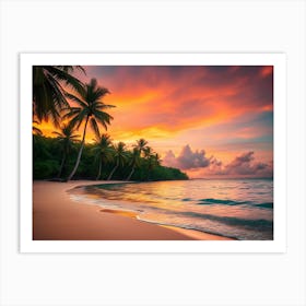 Flux Schnell A Serene Tropical Beach At Dusk Bathed In Warm Go 0 Poster