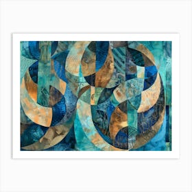 Abstract Blue And Tan Art Print