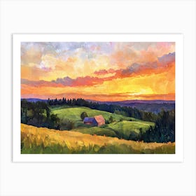 Sunset On The Farm Art Print