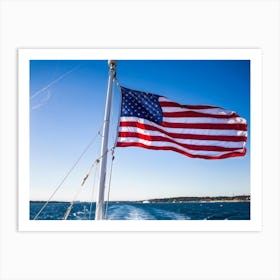 An American Flag Mid Billow Red And White Stripes Gleaming In The Wind Blue Star Field Sailing Ag (5) Art Print