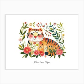 Little Floral Siberian Tiger 4 Poster Art Print