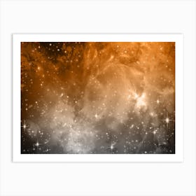 Orange Grey Galaxy Space Background Art Print
