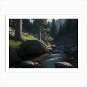 Fir Tree By The Stream In Deep Canyon Art Print