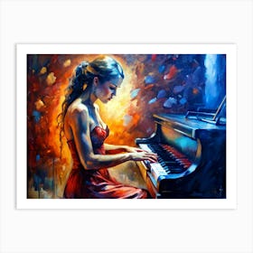 Girl Playing The Piano 2 Art Print