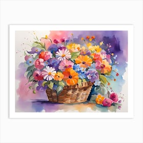 Flowers In A Basket Art Print