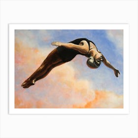 High Diver in Orange Clouds Art Print