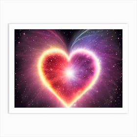 A Colorful Glowing Heart On A Dark Background Horizontal Composition 68 Art Print