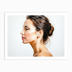 Side Profile Of Beautiful Woman Oil Painting 80 Art Print