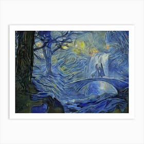 Arwen Aragorn Rivendell Lotr Van Gogh Nightcafe Colours Comfort Love Art Print