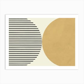 Mid-century Modern Half-circle Lines Abstract Geometric Gold Art Print