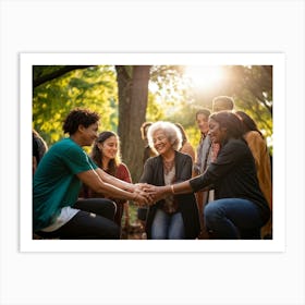 Group Of Women Holding Hands Art Print