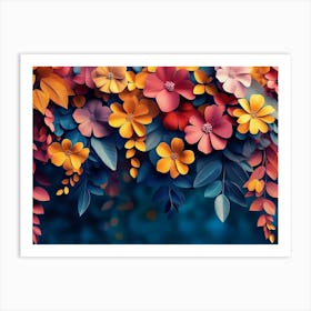 Elegant Colorful With Vibrant Flower Hanging Branches Illustration 3 Art Print