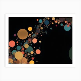 Abstract Colorful Circles And Splashes On A Black Background Art Print