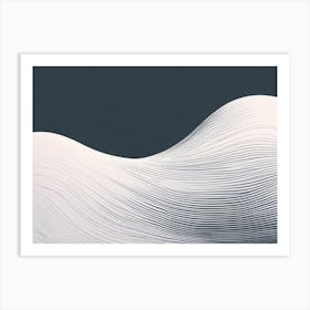 Wavy Wave, black and white design with attracting art , wall art , tails design Generate An Abstract Design With Soft Curved Lines In Neutral Tones Emphasizing Simplicity Art Print