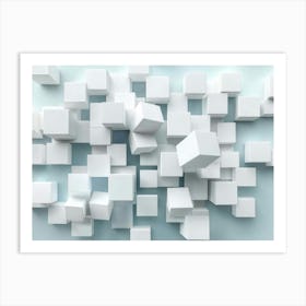 A Modern 3d Rendered Image Of White Cubes Protruding Art Print