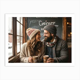 Couple Drinking Coffee Art Print