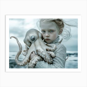 Octopus and a girl Art Print