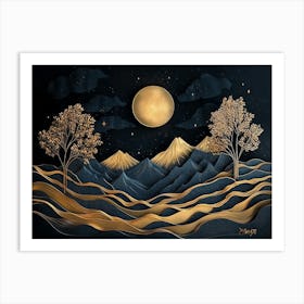 Moon In The Mountains Art Print