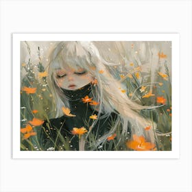 Girl In Flowers 2 Art Print