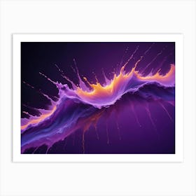 Abstract Image Of A Splash Of Purple And Orange Paint, Creating A Dynamic And Energetic Composition Art Print