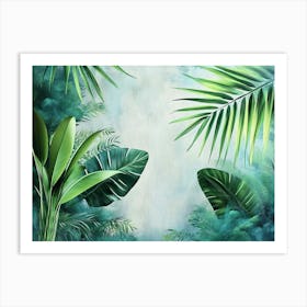 3D Tropical Leaves Art Print