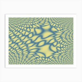 Optical Illusion Fractal Pattern in Blue Art Print