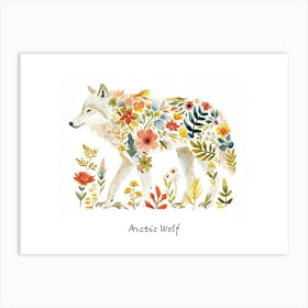 Little Floral Arctic Wolf 3 Poster Art Print