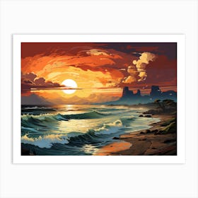 Sunset At The Beach 1 Art Print