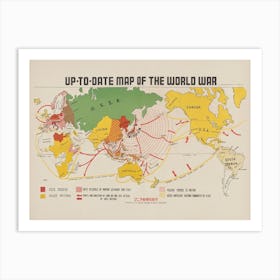 Up To Date Map Of The World War (1942) Art Print