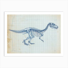Compsognathus Dinosaur Skeleton Blueprint 1 Art Print
