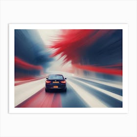 A Car Driving On A Highway At High Speed With Blurred Motion Effects Art Print