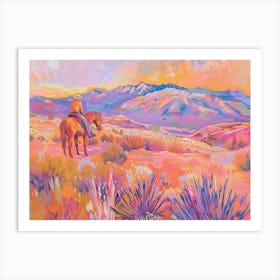 Cowboy Painting Sierra Nevada Mountains 4 Art Print