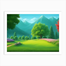 Beautiful Nature Landscape Illustration 19 Art Print