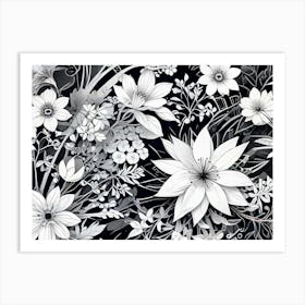 Black And White Floral Art Print