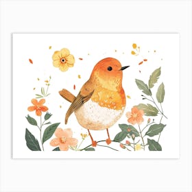 Little Floral Robin 2 Art Print