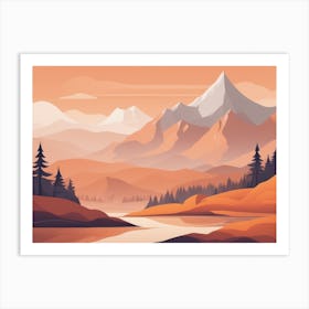 Misty mountains horizontal background in orange tone 160 Art Print