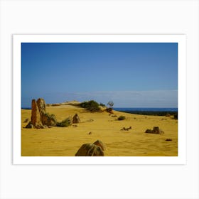 Desert And Sea At Nambung National Park. Land And Water. Art Print