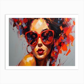 Woman In Red Sunglasses 18 Art Print