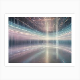 A Digital, Futuristic Cityscape Rendered In A Stylized, Minimalist Design Art Print