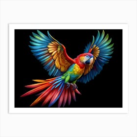 Macaw Parrot In Flight Art Print