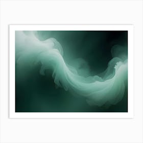 Abstract Image Of Swirling, Smoke Like Clouds In White And Green Colors Against A Dark Background, Creating A Sense Of Ethereal Beauty And Mystery Art Print