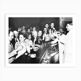 Bartenders At The Bar, Prohibition, Vintage Black and White Old Photo Art Print