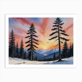 Whispers of Winter Sunset In The Mountains Art Print