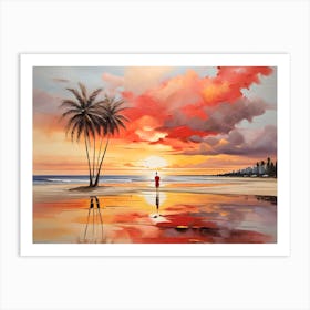 Beach Peaceful landscape,sunset Art Print