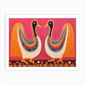 Swan 2 Folk Style Animal Illustration Art Print