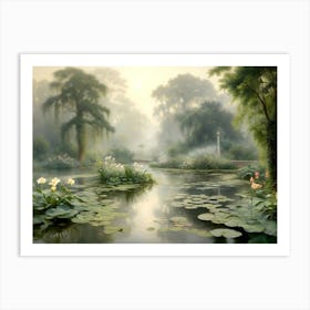 Misty Morning At The Botanical Garden 2 Art Print