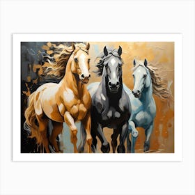 Three Horses Running Art Print