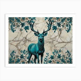 Deer On Marble 1 Art Print