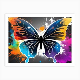 Butterfly With Paint Splashes 7 Art Print