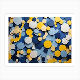 Blue And Yellow Circles 3 Art Print